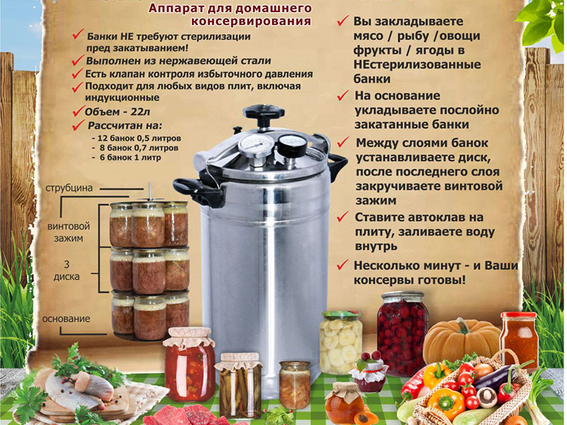 Автоклав -стерилизатор 22 л Домашний погребок